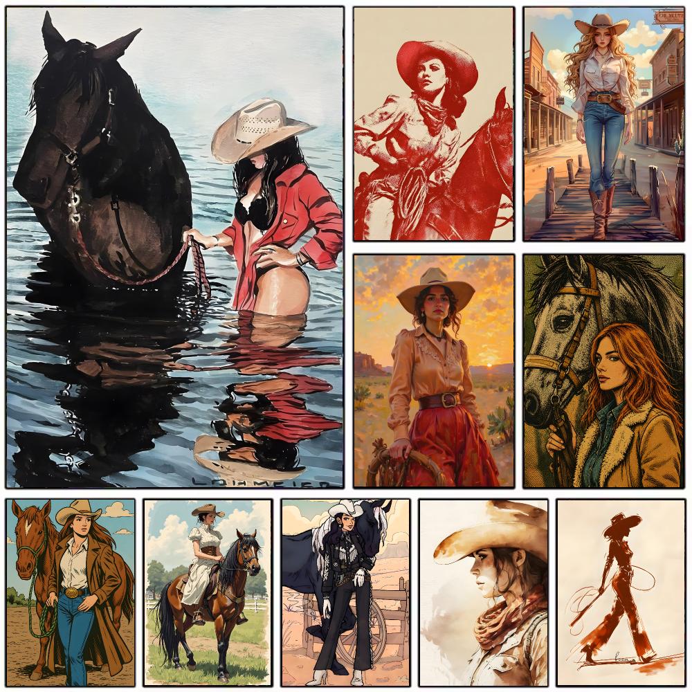 Pôster com tema de cowgirl vin - Vintage Collectible Posters avaliação e preço